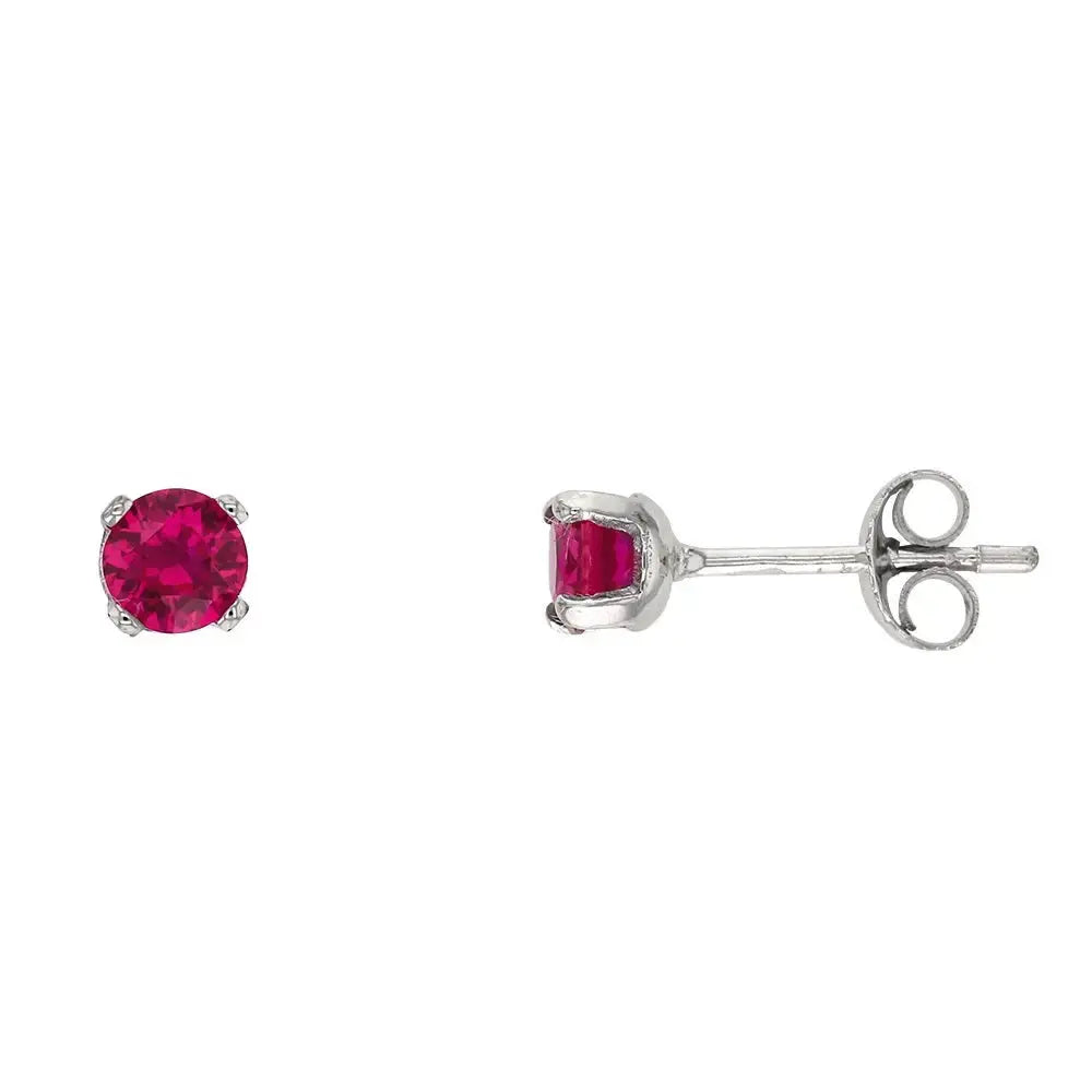 Valkokultaiset korvakorut rubiininpunainen zirkonia 4 mm HME1226